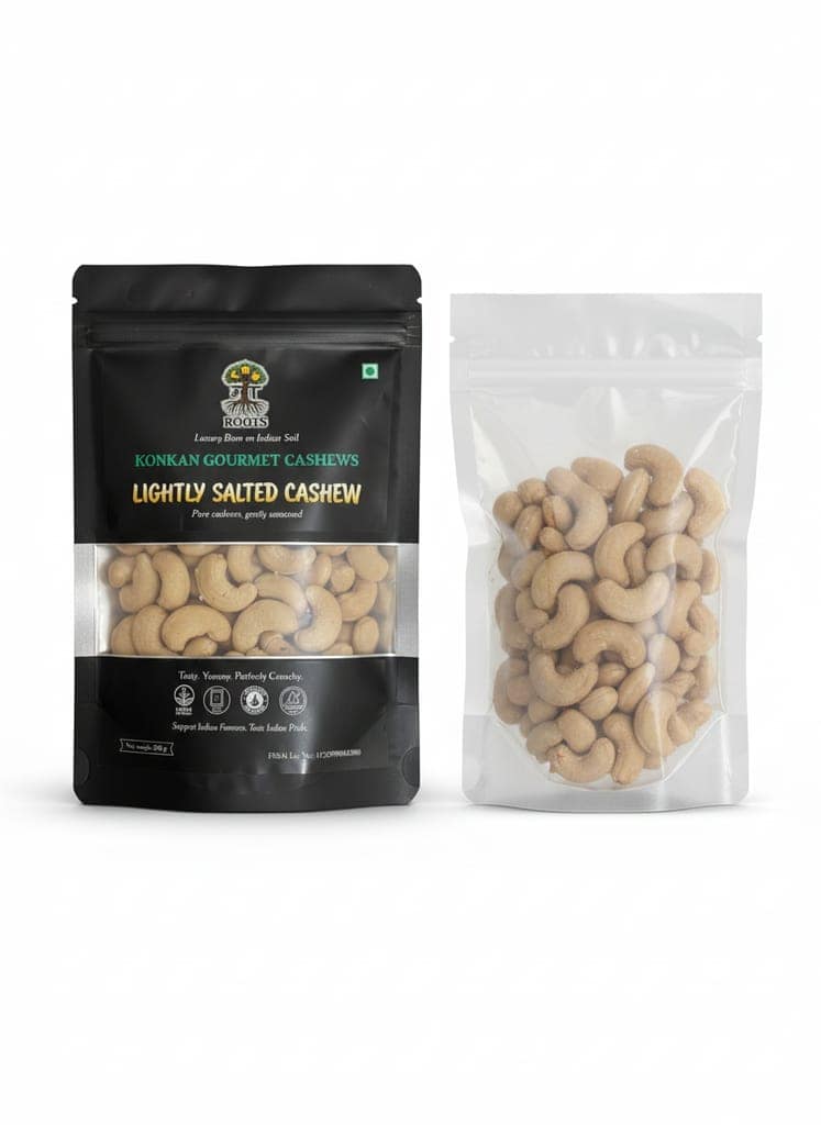 Maa Roots Salted Cashews 200g | Lightly Salted Konkan Cashews | Premium Whole Kaju | Classic, Clean & Crunchy Snack view 4