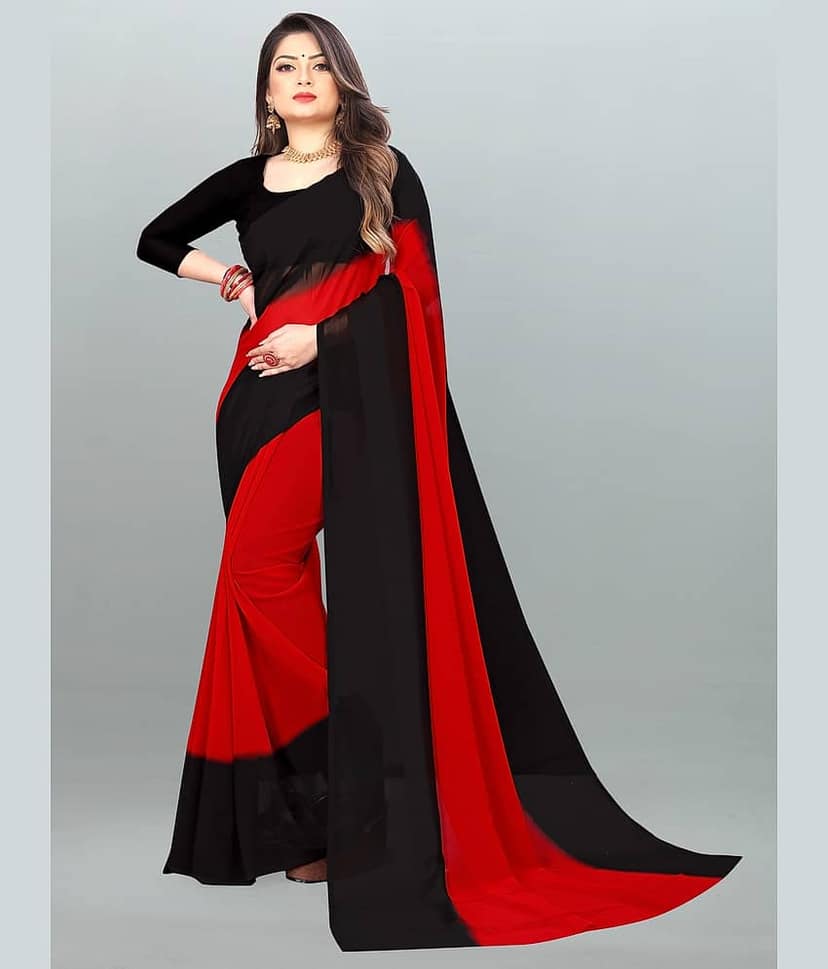 ANAND SAREES Georgette Printed Regular Saree With Unstitched Blouse Piece ( Multicolor )