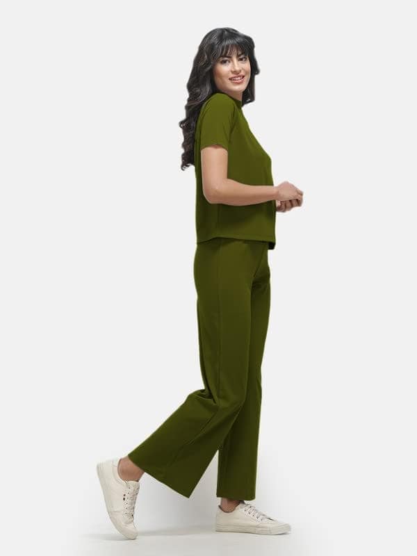 KOI SLEEPWEAR CO-ORD-OLIVE GREEN view 3