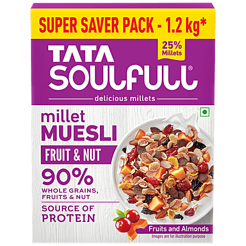 Tata Soulfull Millet Muesli - Fruit & Nut, Source Of Protein, 1.2 kg