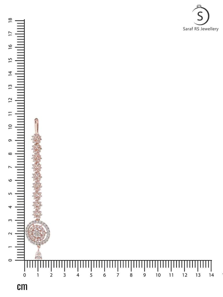 Intricate design Diamond Maang Tikka Rose Gold plated AD studded for Women & Girls view 7