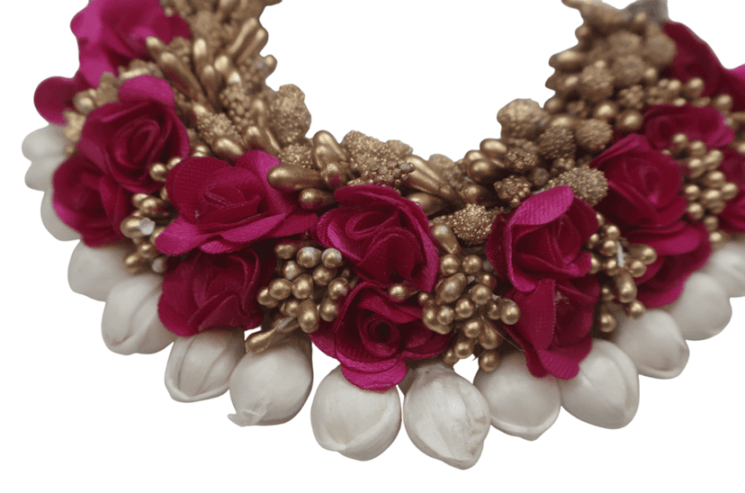 Elegant Floral Hair Accessory with Magenta Roses view 3