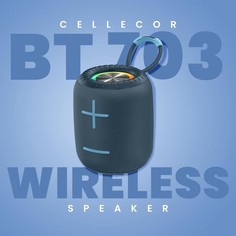 CELLECOR BT-703 6W Mini Portable Wireless Speaker | 6 Hour Playtime | 5.0V | Bluetooth Speaker with RGB Light - Blue view 2