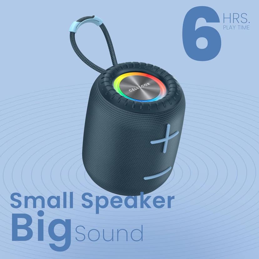 CELLECOR BT-703 6W Mini Portable Wireless Speaker | 6 Hour Playtime | 5.0V | Bluetooth Speaker with RGB Light - Blue view 3