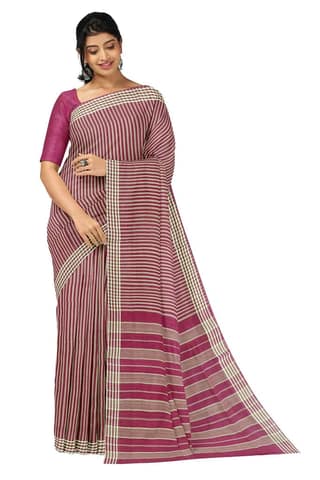 APCO Handloom (A Andhra Pradesh Govt Emporium)- Women's Traditional Pure Handloom Bandar/Polavaram Pink Cotton Saree | PBS0029