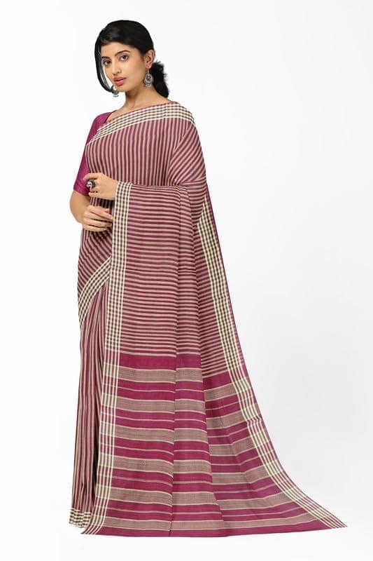 APCO Handloom (A Andhra Pradesh Govt Emporium)- Women's Traditional Pure Handloom Bandar/Polavaram Pink Cotton Saree | PBS0029 view 2