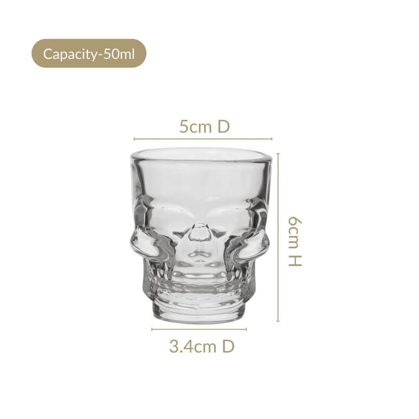Skull Shot Glasses | Pack of 6 | 60 ML | Tequila Crystal Clear Mug for Ocean, Dessert, Beverage Drink, Liquor, Cordial, Patiala | view 2