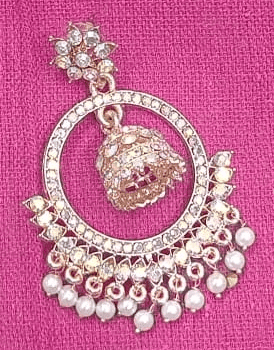 Gold Plated Kundan & Pearl Drop Earrings view 2