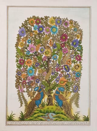 Handmade Kalamkari Painting in Jodhpur School Style