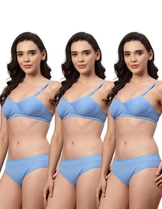 ADORNSTAR Bra Panty Set Sexy Lingerie Set for Women Pack of 3 Pink