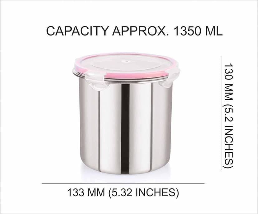 “Flip & Seal “Stainless Steel Air Tight Storage Container- Set of 2(1350mLx2) view 2