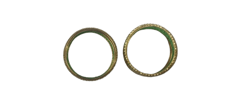 Gold and Green Glass Bangle Set view 2
