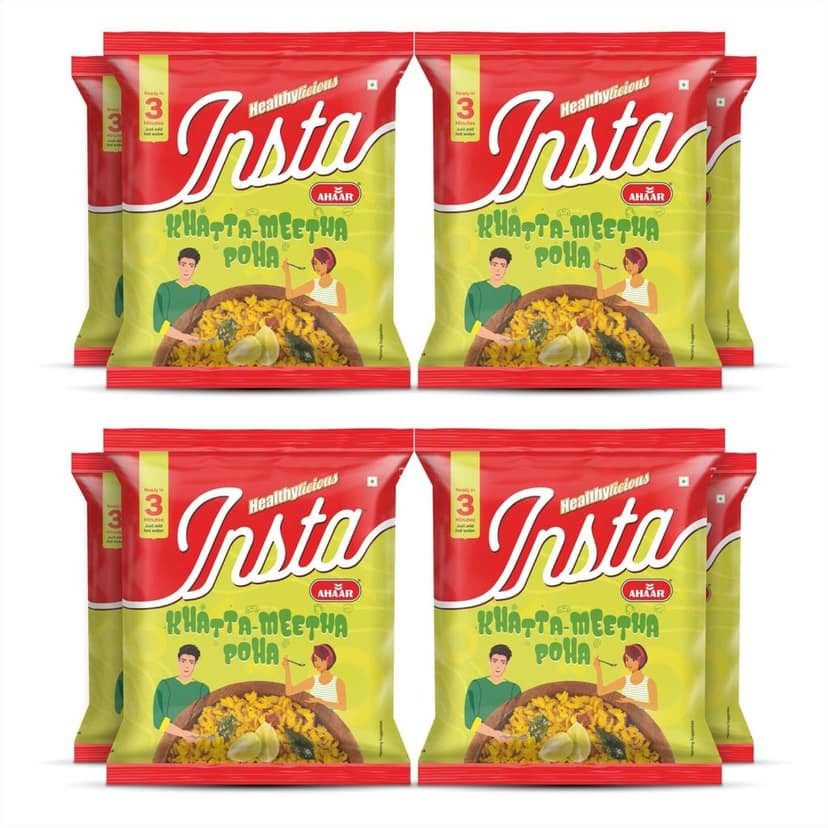 INSTA AHAAR Masala Poha - Pack of (60g Each) | Ready-to-Eat | Instant Snack