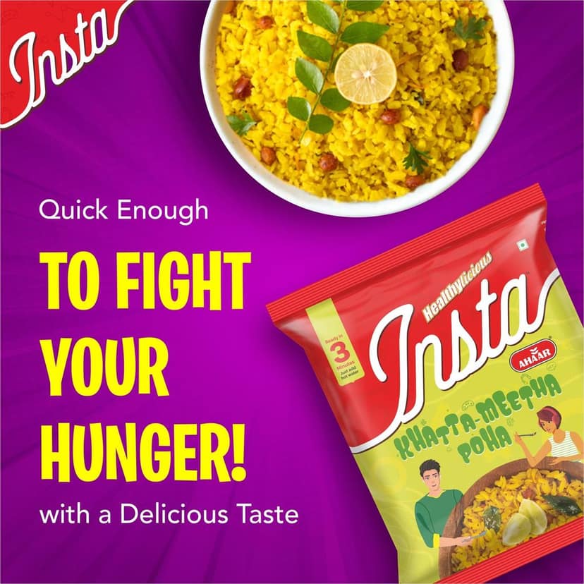 INSTA AHAAR Masala Poha - Pack of (60g Each) | Ready-to-Eat | Instant Snack view 3