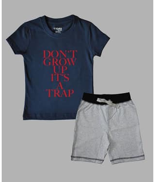 ETCHED DESIGN Pack of 1 Boys Cotton T-Shirt & Shorts Set ( Multicolor )