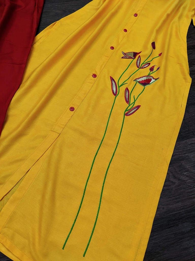 BT WITH BUY & TRY Women's Rayon Kurti Set | Kurti with Palazzo | Kurta Set for Women | Palazoo Set - Yellow view 6