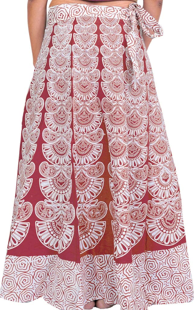 Rosewood Wrap-Around Long Skirt with Block-Print in Pastel Colors view 2