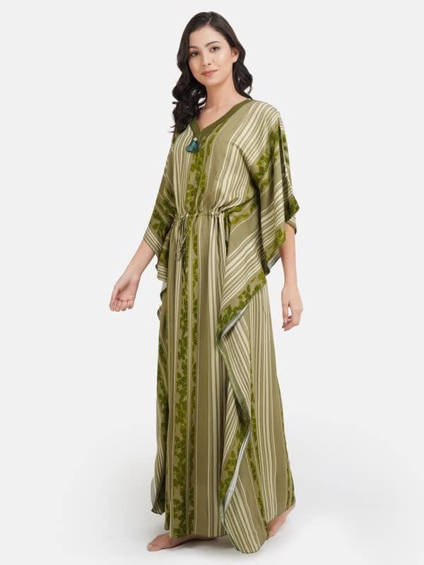 KOI SLEEPWEAR Stripped Rayon Kaftan Nightgown view 7