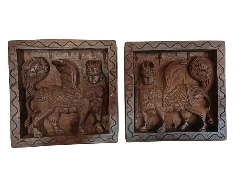 Hand Carved Kamadhenu (1 feet) - Pair