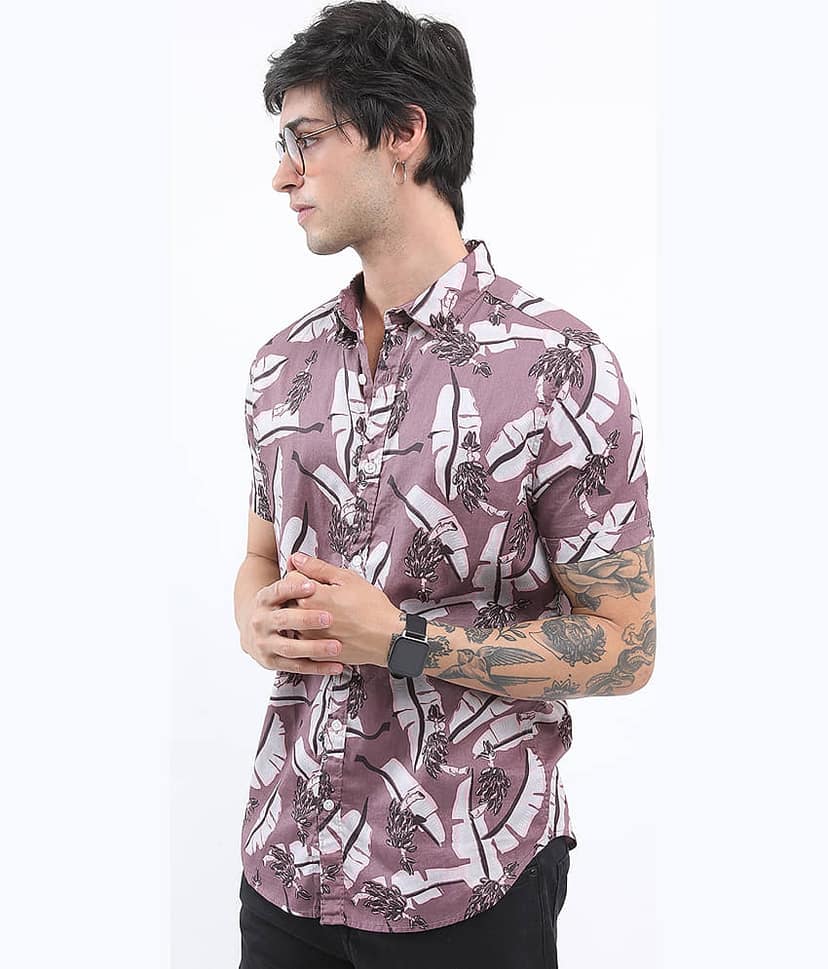 Ketch 100% Cotton Slim Fit Printed Half Sleeves Men's Casual Shirt - Grey ( Pack of 1 )