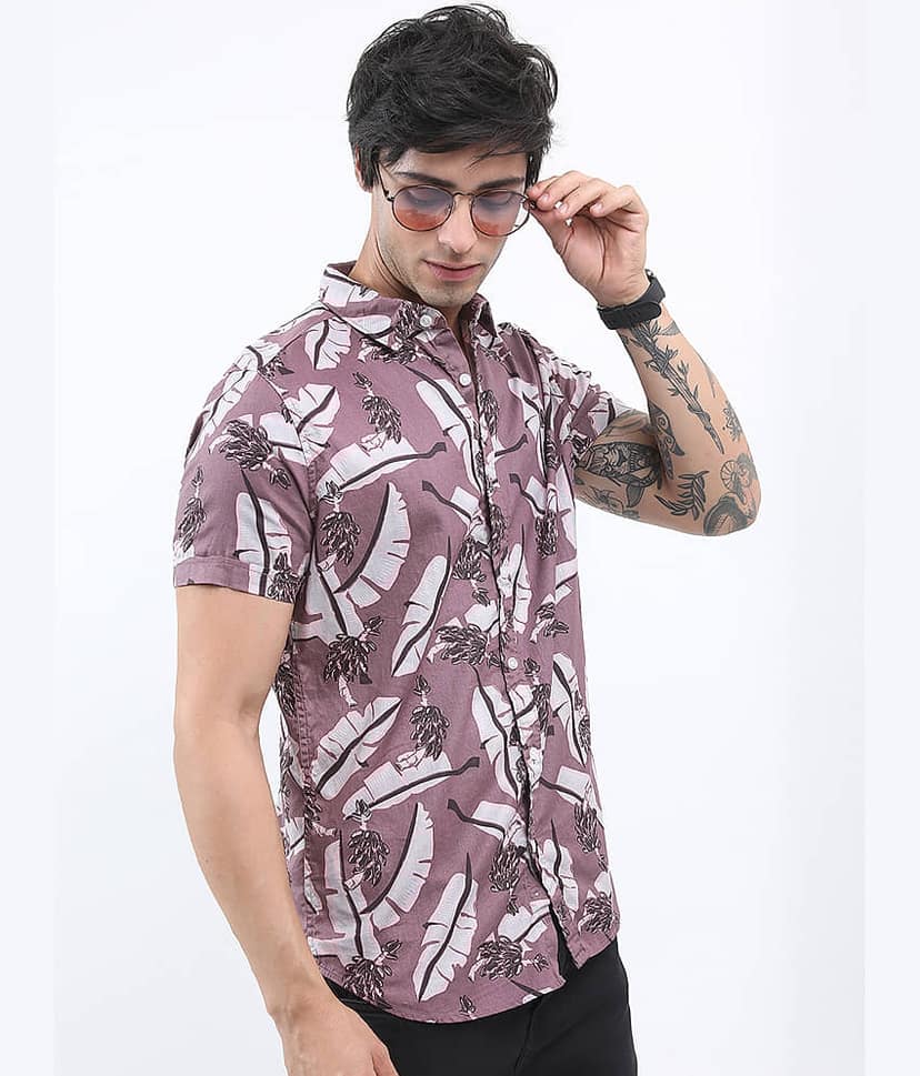 Ketch 100% Cotton Slim Fit Printed Half Sleeves Men's Casual Shirt - Grey ( Pack of 1 ) view 3