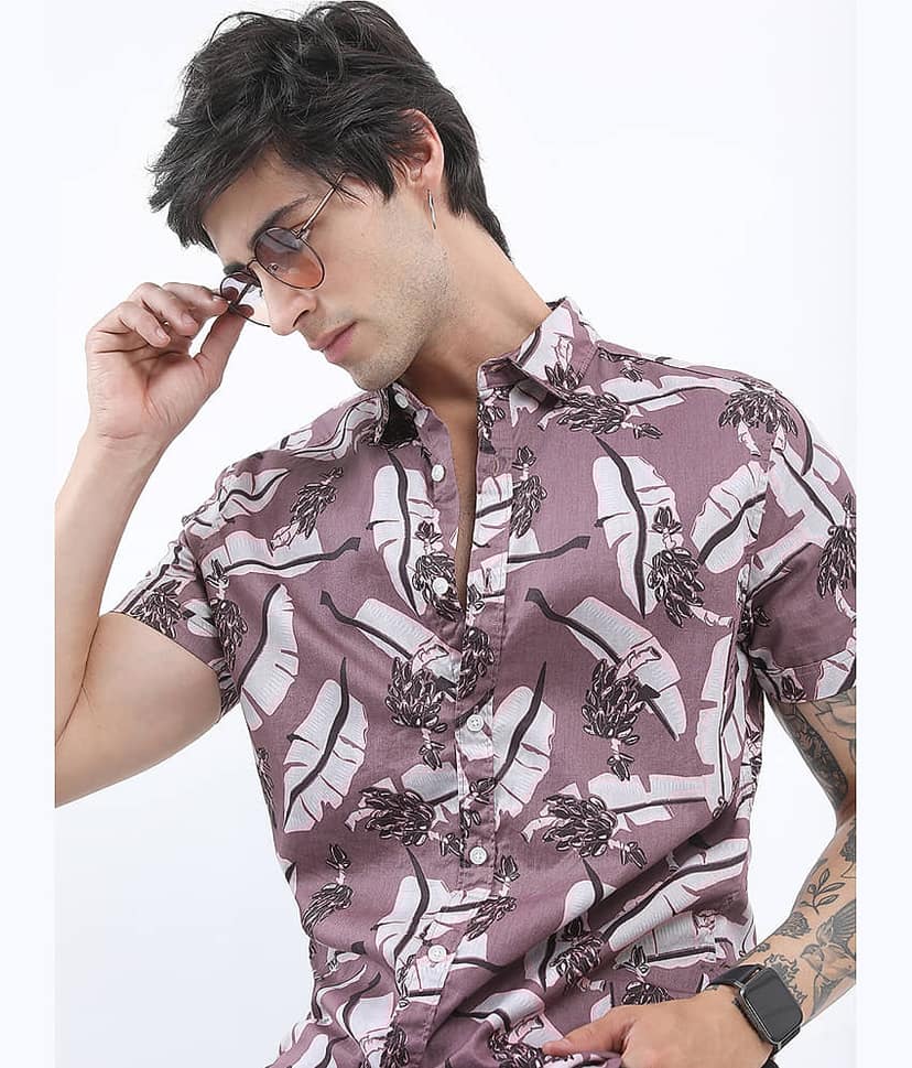 Ketch 100% Cotton Slim Fit Printed Half Sleeves Men's Casual Shirt - Grey ( Pack of 1 ) view 6