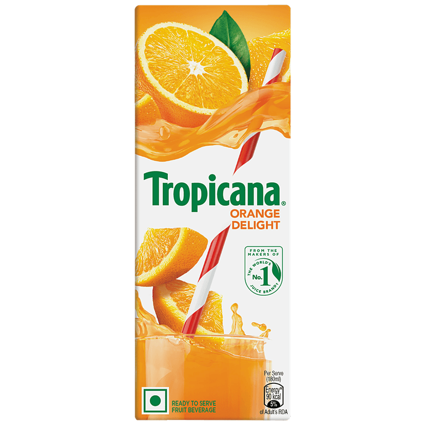 Tropicana Orange Delight Fruit Juice - No Added Preservatives, 180 Ml Tetra