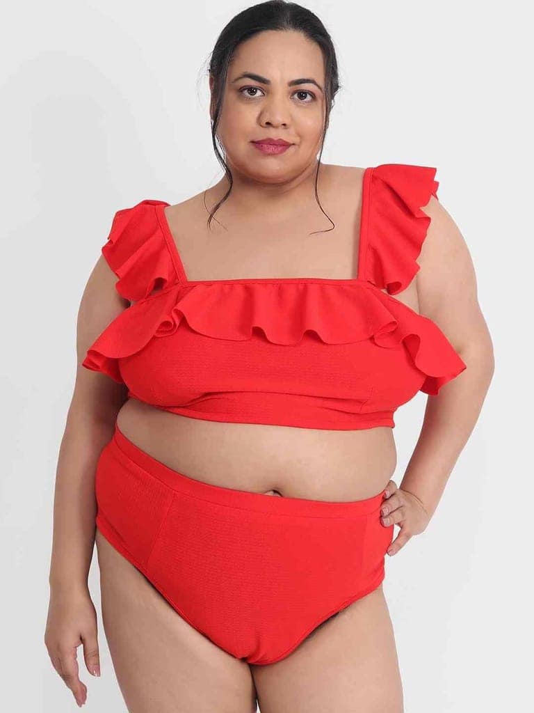 Plus Size 2 Piece Babydoll Bikini Dress For Honeymoon BB51Rd view 3