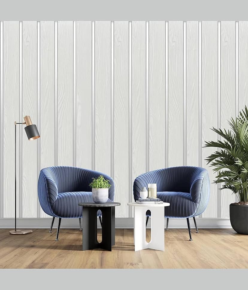 Wooden Lowers Wallpaper for Wall Sticker for Home,Office 45x500cm Sticker Wallpaper Peel and Stick Hexagon Removable Self Adhesive Waterproof Wallpaper(Pack of 1) (Grey Silver)