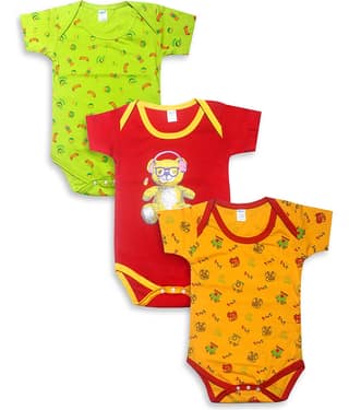 INFANT Pack of 3 Baby Boys 100% Cotton Bodysuit ( Multi Color )