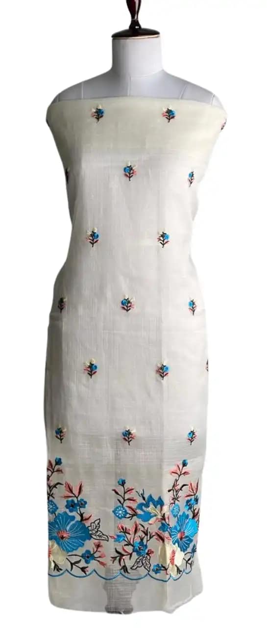 Kota Doria Dress Material Royal Blue Floral Buti view 2