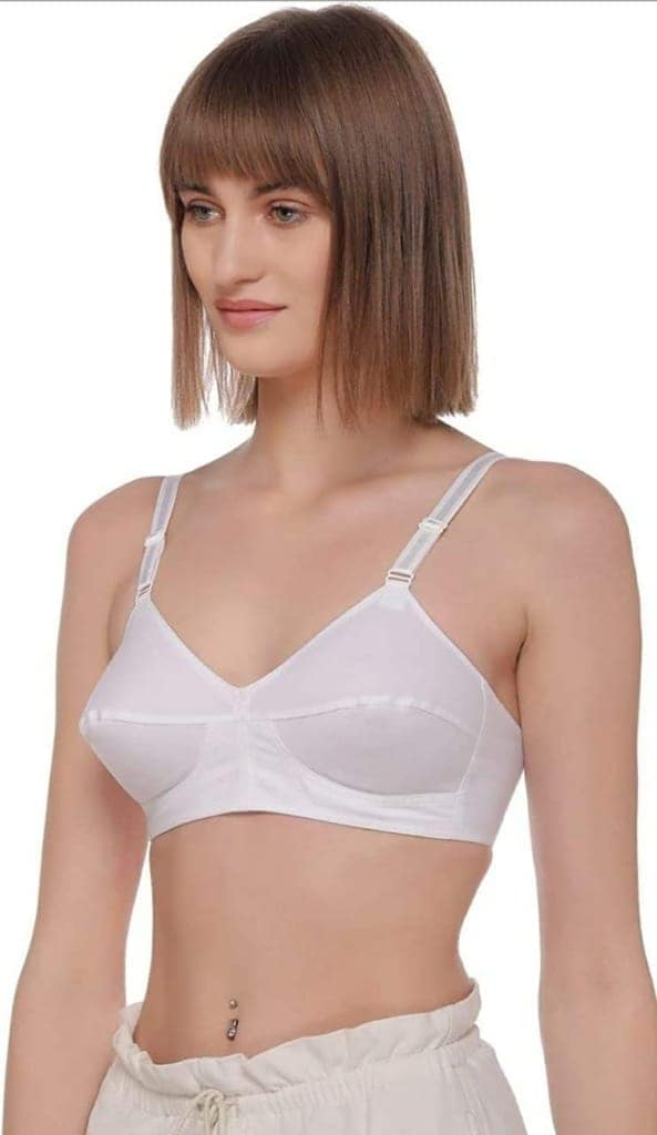 FASHION BONES Pure Cotton Full Coverage Push Up Non Padded Wire Free Daily Use Bra in Size A B C D DD for Women and Girls Combo Pack of 3 White view 4