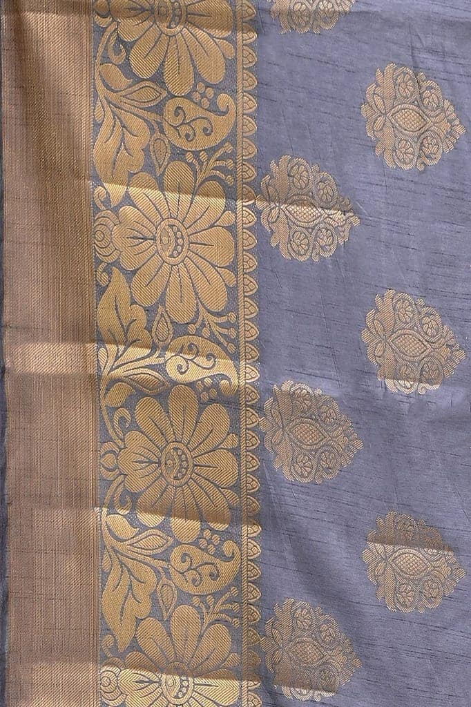 Grey Semi Silk Saree With Modish Design view 4