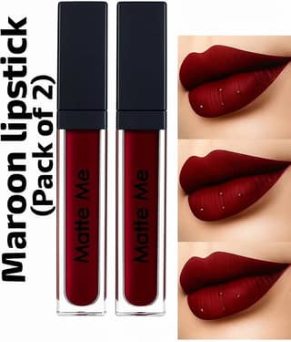 Beauty Women Maroon Matte Smudge Free Liquid Lipstick ( Pack of 2 )