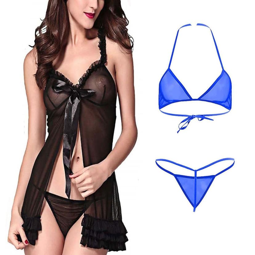 Babydoll night dress with Bra panty set Combo Pack 2 view 4