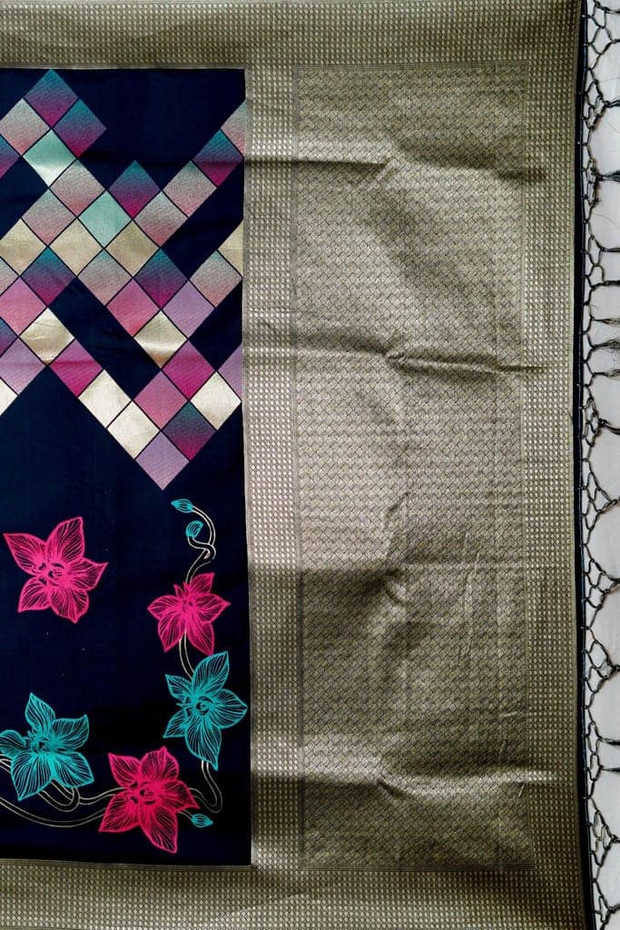 Black Designer Silk Saree view 4