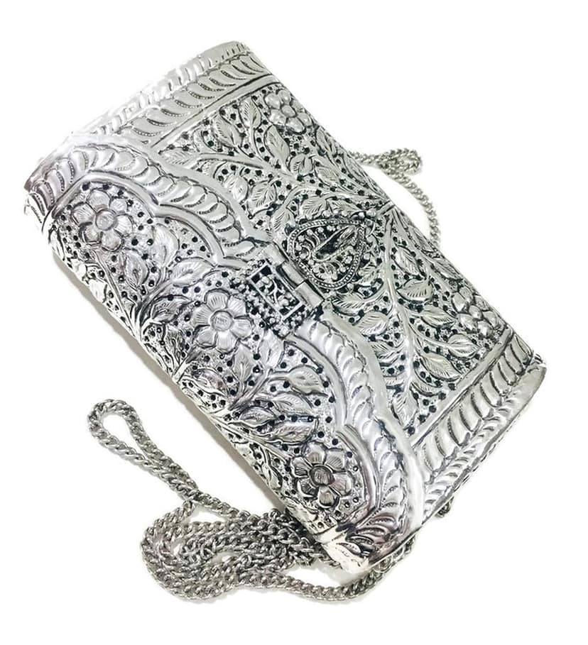women gift bridal bag Brass Metal Clutch Sling Bag Indian Ethnic Antique clutch view 3