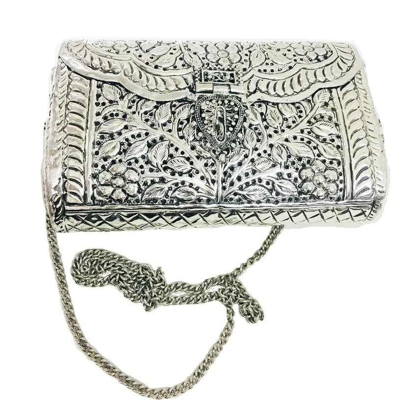 women gift bridal bag Brass Metal Clutch Sling Bag Indian Ethnic Antique clutch view 5