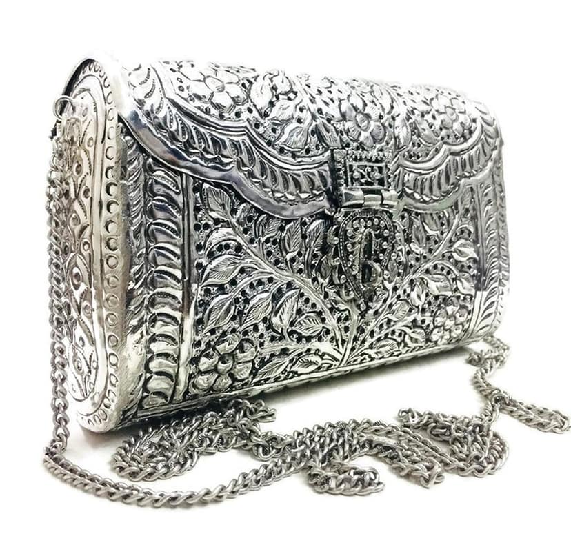 women gift bridal bag Brass Metal Clutch Sling Bag Indian Ethnic Antique clutch view 6