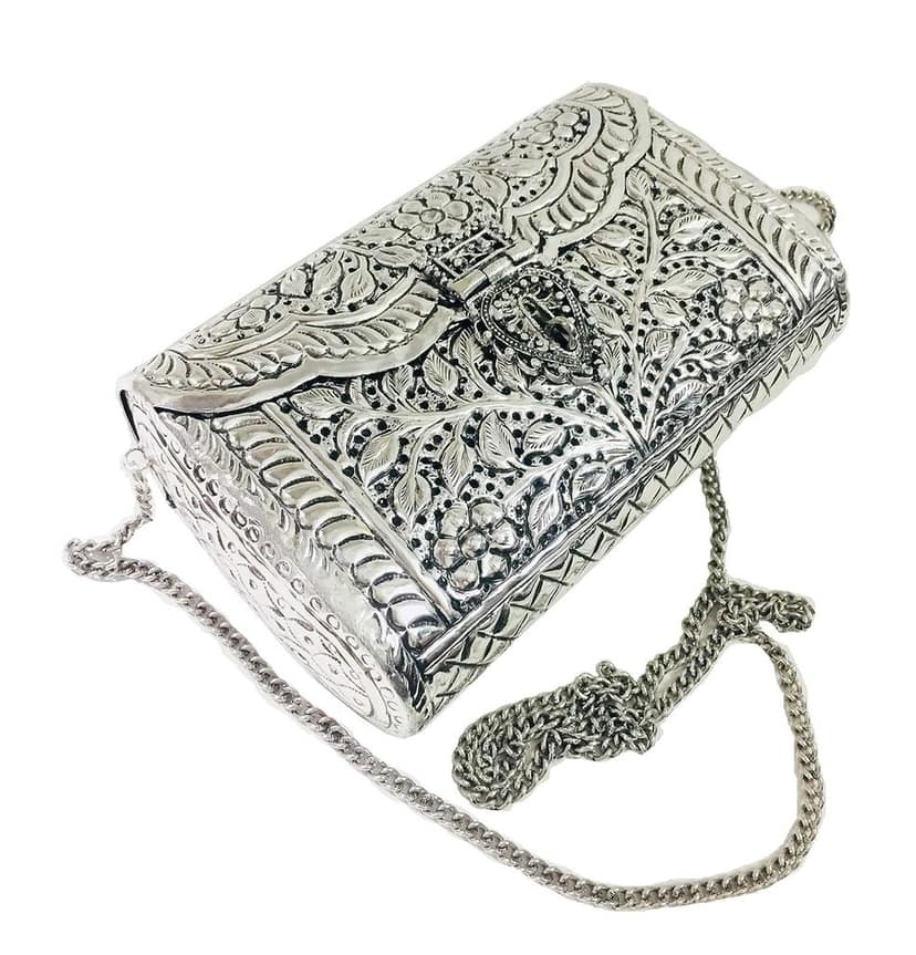 women gift bridal bag Brass Metal Clutch Sling Bag Indian Ethnic Antique clutch view 7