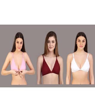 Desiprime Pack of 3 Cotton Non Padded Women's Everyday Bra ( Multicolor )