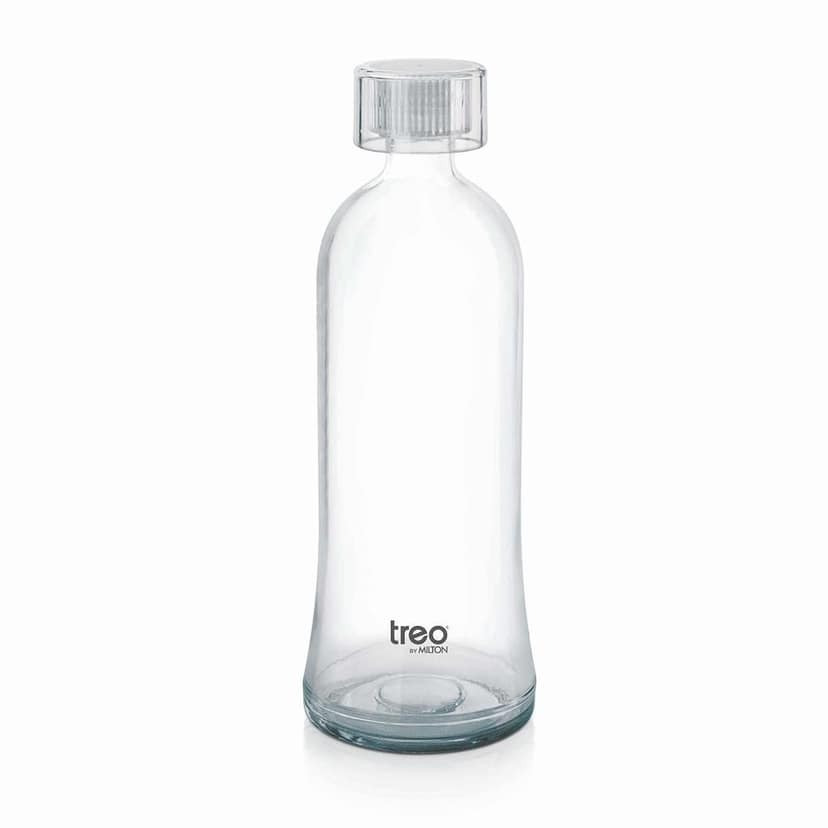 Treo By Milton Anchor Glass Fridge Water Bottle with Plastic Cap, Snug Fit Lid, Wide Base & Food Safe, Pack of 1, 750 ml, Transparent, Reusable Bottle for Detox Water, Smoothie, Juices view 2