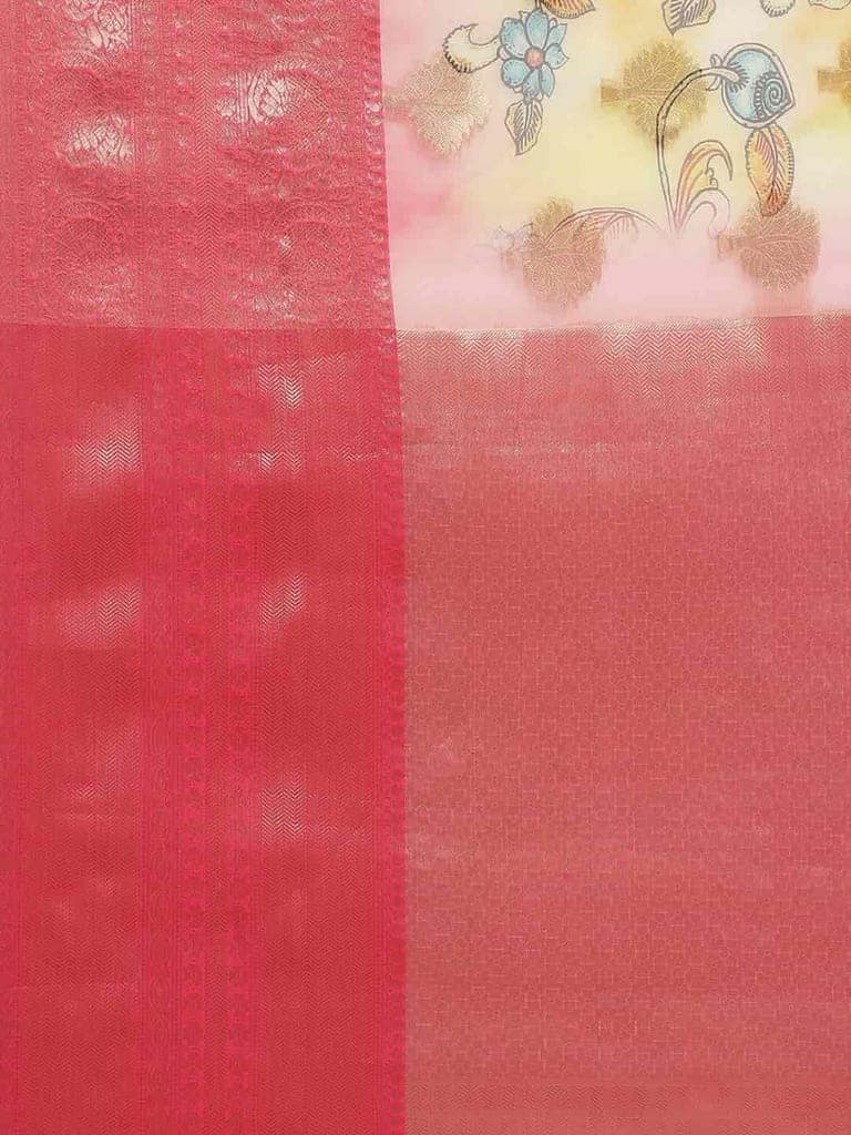 Women's Digital Printed Woven Silk Saree with unstiched blouse piece view 7