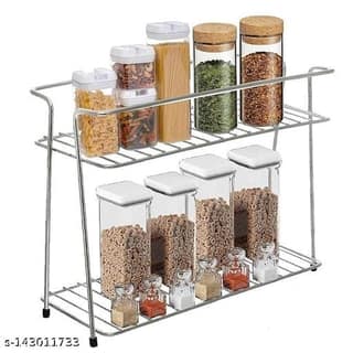 NEXO Stainless Steel 2 Layer Kitchen Spice Rack Modular Silver