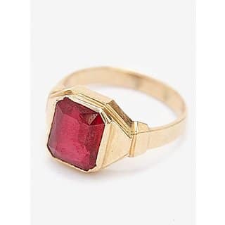 5.25 Ratti Natural Certified Gold Plated Ruby Panchdhatu Ring for unisex by CEYLONMINE