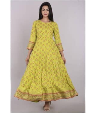 Kbz - Green Rayon Women's Flared Kurti