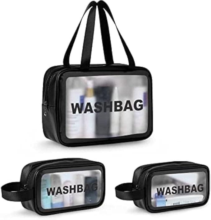 Divshana Cosmetic Pouch | Set of 3 Makeup & Toiletry Bags for Travel and Home | Organizer for Cosmetics, Brushes & Accessories | Wash Bag – Light Pink & Black