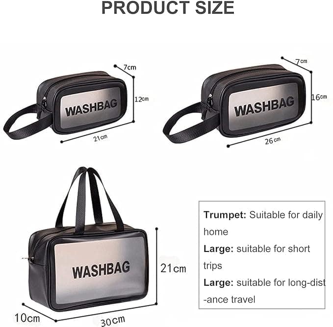 Divshana Cosmetic Pouch | Set of 3 Makeup & Toiletry Bags for Travel and Home | Organizer for Cosmetics, Brushes & Accessories | Wash Bag – Light Pink & Black view 2