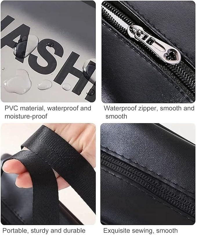 Divshana Cosmetic Pouch | Set of 3 Makeup & Toiletry Bags for Travel and Home | Organizer for Cosmetics, Brushes & Accessories | Wash Bag – Light Pink & Black view 4