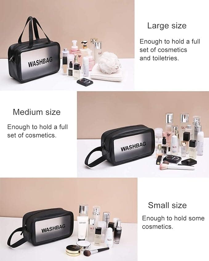 Divshana Cosmetic Pouch | Set of 3 Makeup & Toiletry Bags for Travel and Home | Organizer for Cosmetics, Brushes & Accessories | Wash Bag – Light Pink & Black view 5